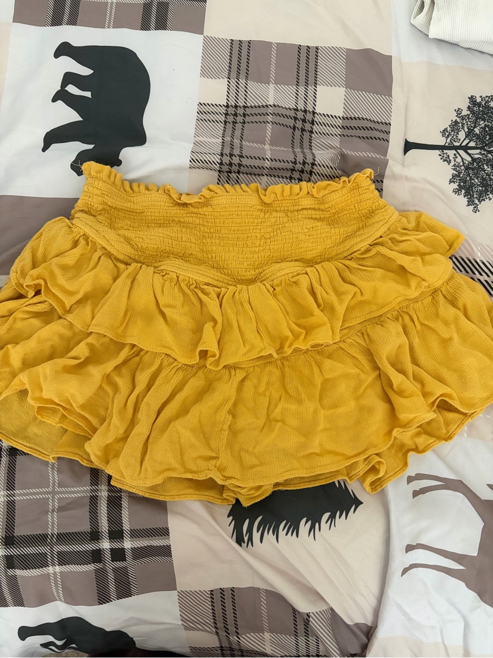 Mustard Seed Yellow Ruffled Mini Shorts